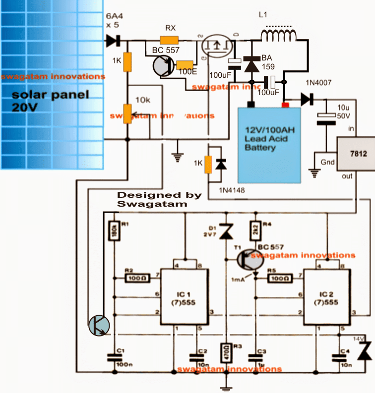 Circuit de carregador de bateria solar auto-optimitzant