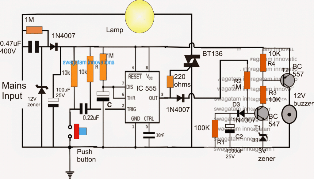 Baderomslampe Timer Circuit med summer