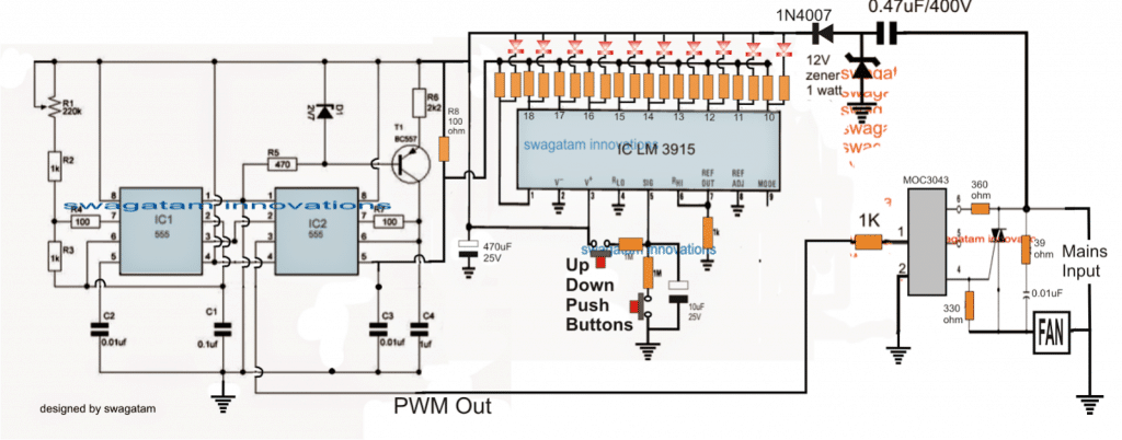 Circuit regulator ventilator buton cu afișaj