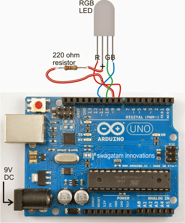 Схема генератора случайного RGB света Arduino