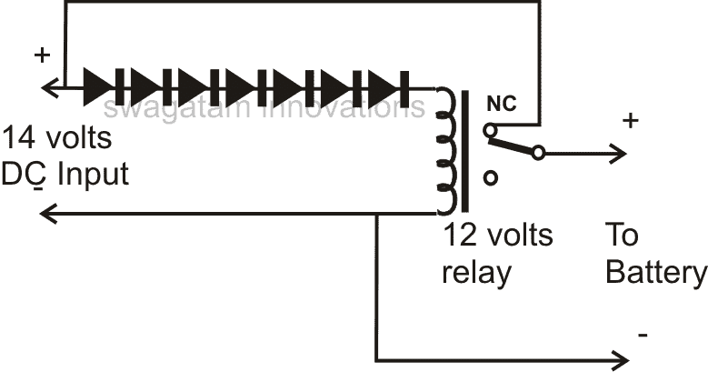 Nabíjecí obvod odpojení baterie pomocí jediného relé