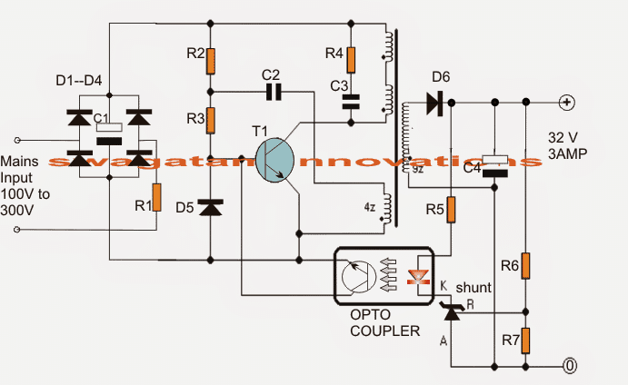 Circuit SMPS de controlador LED de 32 V, 3 Amp