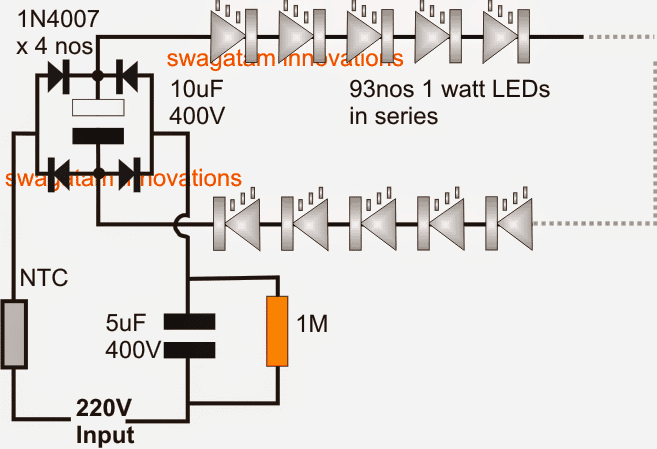 Lihtsaim 100-vatine LED-pirnide ahel