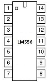 LM556 듀얼 타이머 IC : 핀 다이어그램 및 작동