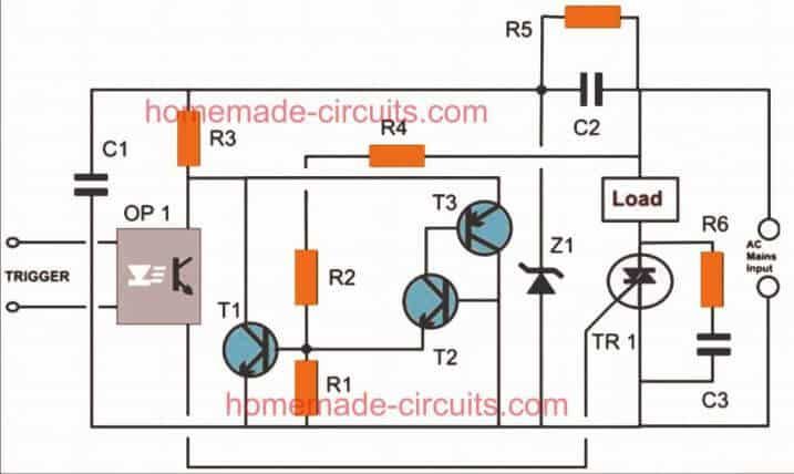 Circuit de releu de stare solidă de 220V (SSR) folosind Triac și OptoCoupler