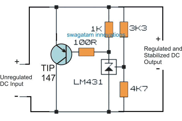 Tranzistorový obvod Zenerovy diody pro zpracování stabilizace vysokého proudu