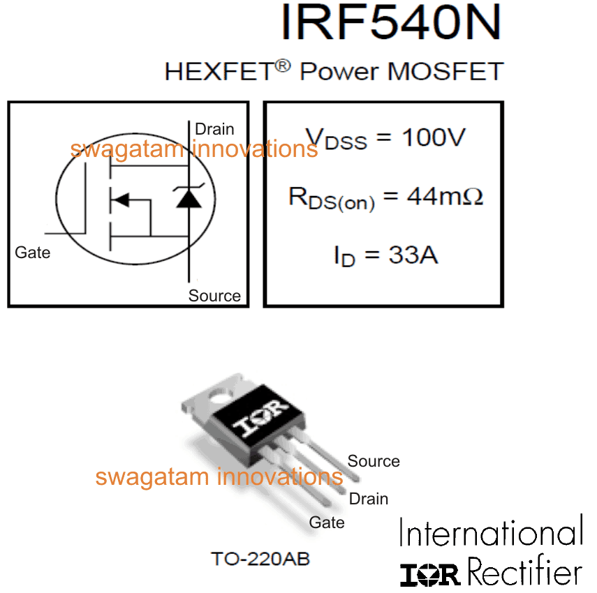IRF540N MOSFET Pinout, adatlap, alkalmazás magyarázata