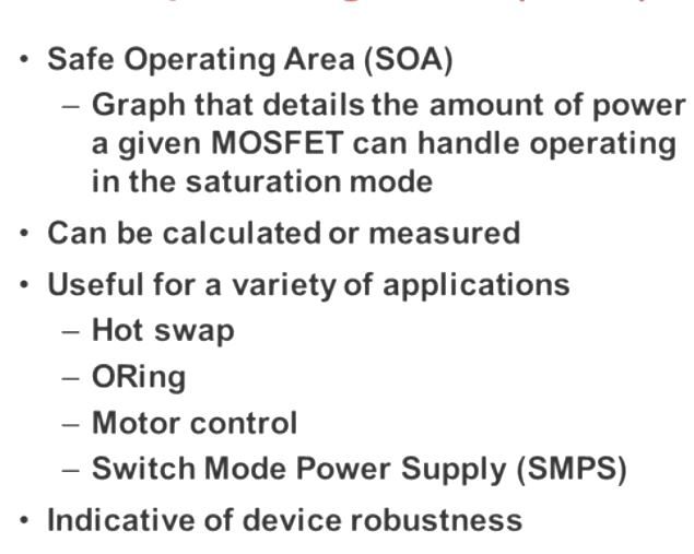 Comprendre la zone de fonctionnement sûre MOSFET ou SOA