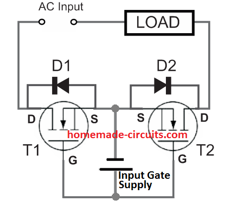 Solid State Relay (SSR) -circuit met behulp van MOSFET's