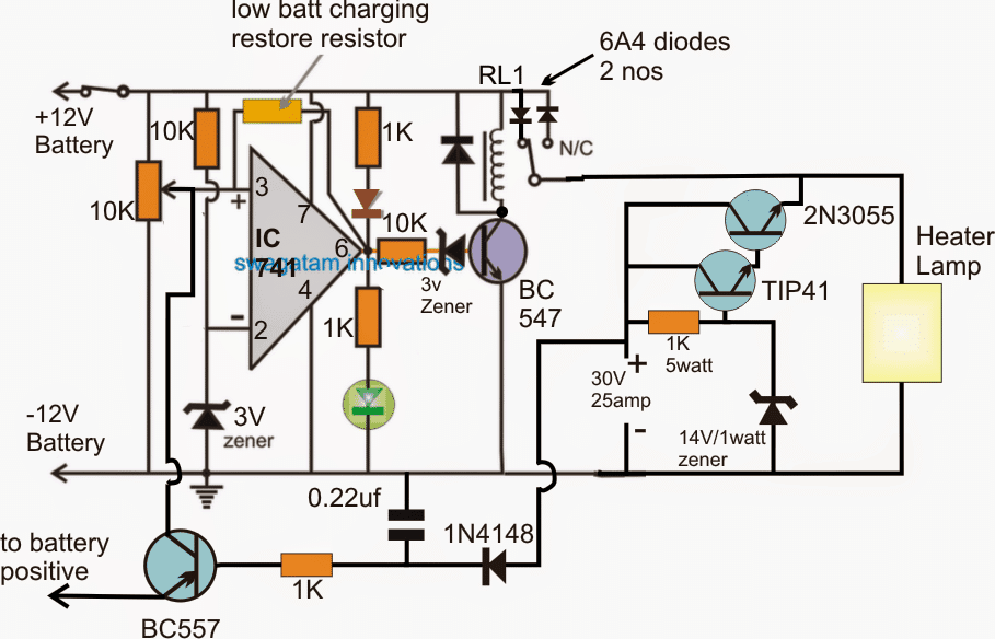 Emergency Incubator Heater Circuit med batterioplader
