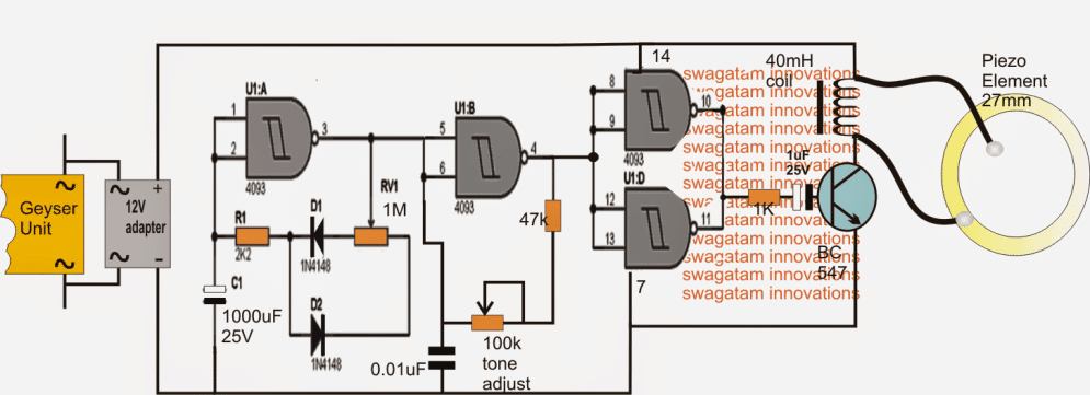 Circuit senzill d’alarma d’escalfador d’aigua