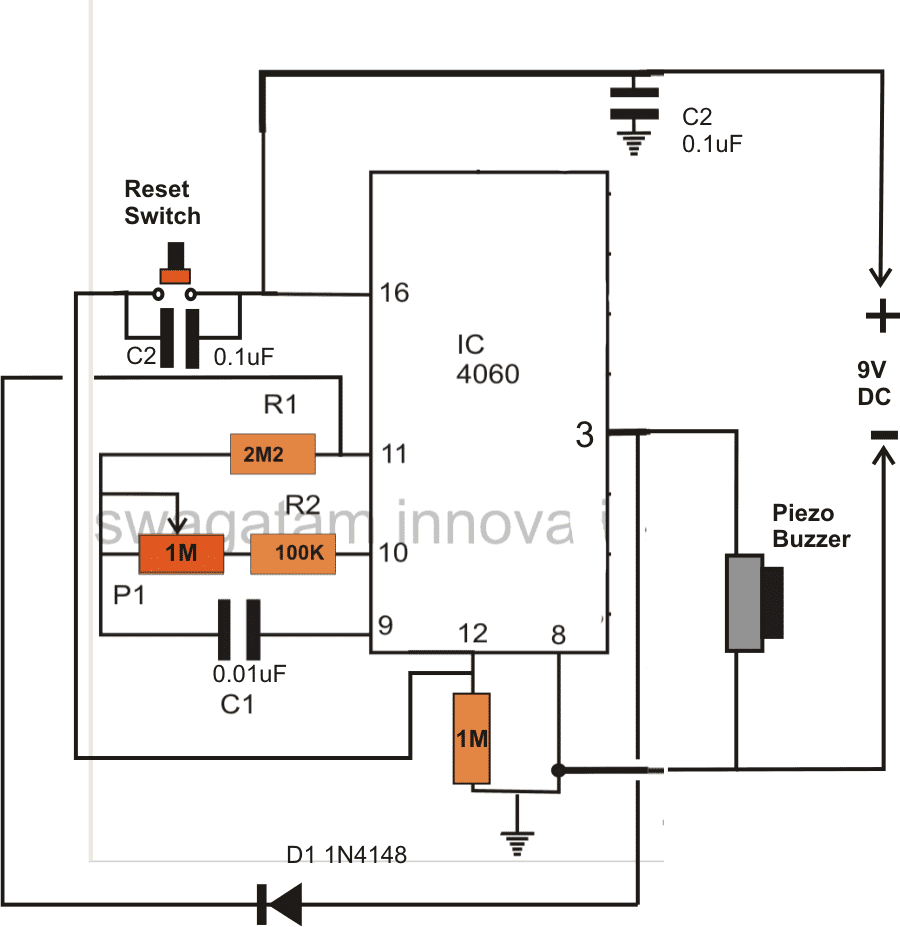 Jednoduchý obvod časovača využívajúci IC 4060