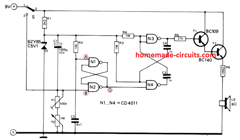 Circuito de cronômetro de cozinha simples - cronômetro de ovo