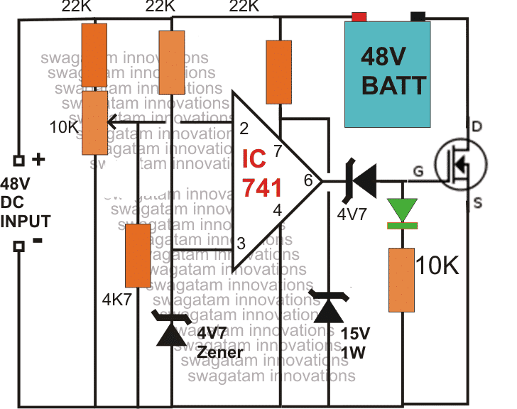 Circuit de carregador de bateria automàtic senzill de 48V