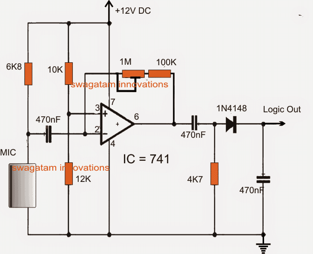 Circuit d'alarme de capteur de son ultrasonique simple utilisant Opamp