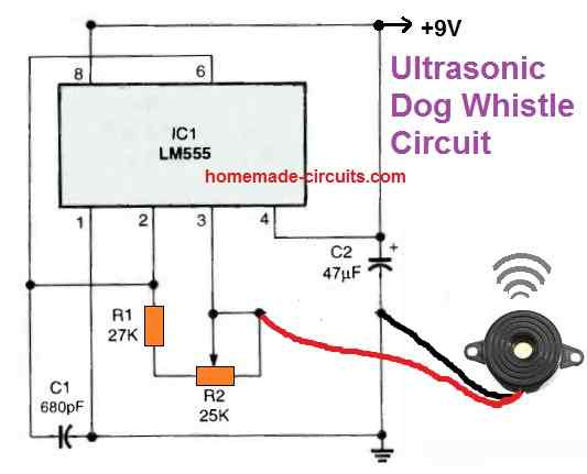 Explicació del circuit electrònic de xiulet de gossos senzill
