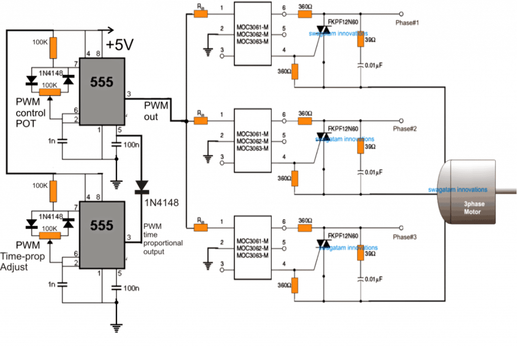 3-fasen inductiemotor snelheidsregelaarcircuit