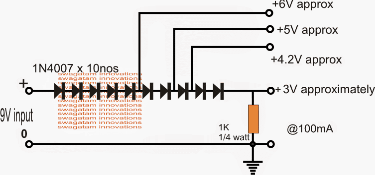 Faire un circuit de régulateur de tension 3,3 V, 5 V avec des diodes et des transistors