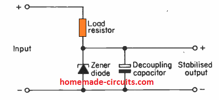 Vezja regulatorja napetosti z uporabo tranzistorja in Zenerjeve diode