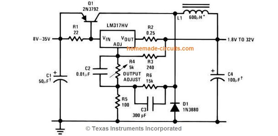 LM317 Variabel switch mode strømforsyning (SMPS)