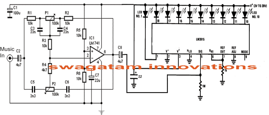 Eenvoudig circuit voor audiospectrumanalyse