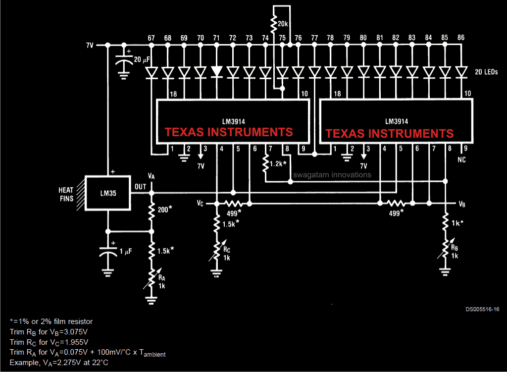 Faça este circuito indicador de temperatura com display sequencial de LED