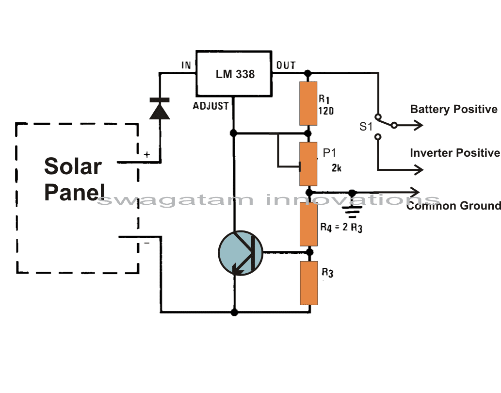 Obvod regulátoru napětí solárního panelu