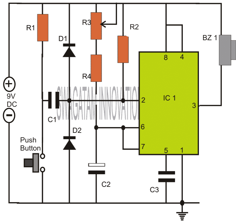 Circuito de temporizador ajustável usando IC 555
